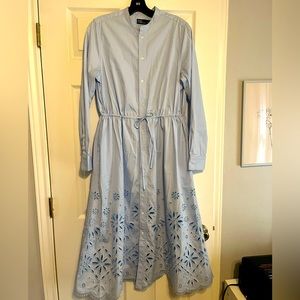 Like New Polo Ralph Lauren Eyelet-Embroidered Cotton Shirtdress Light BlueSize 6